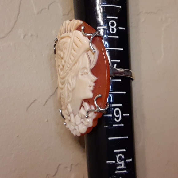 925 35mm Cornelian Hand Carved Cameo.  STUNNING.  FIRM. ITALY. - Picture 9 of 11